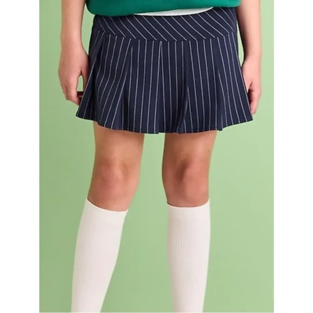 Old Navy Navy Stripe Pleated Twill Skirt